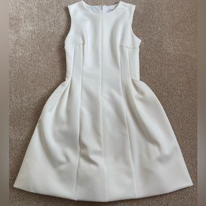 Calvin Klein White Fit and Flare A Line Pleated Dress